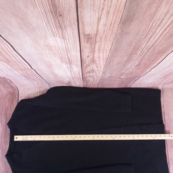 COS Mohair Wool Blend Cardigan Sweater Sz Large Black Open Front Fuzzy Longline - Picture 14 of 14